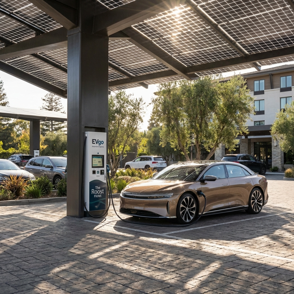 Carga EV bajo marquesina